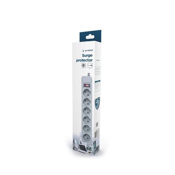 Priza cu protectie - prelungitor Gembird Surge Protector SPG6-B-6C, 6 Sockets, 1.8m, up to 250V AC, 16 A, safety class IP20, Grey (Priza cu protectie - prelungitor/basic surge protection) 30292 foto