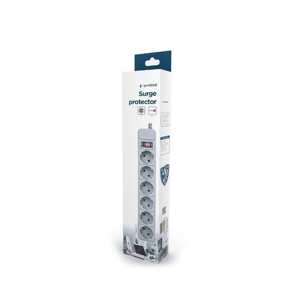 Фильтр импульсных помех Gembird Surge Protector SPG6-B-6C, 6 Sockets, 1.8m, up to 250V AC, 16 A, safety class IP20, Grey (Priza cu protectie - prelungitor/basic surge protection) 30292 фото