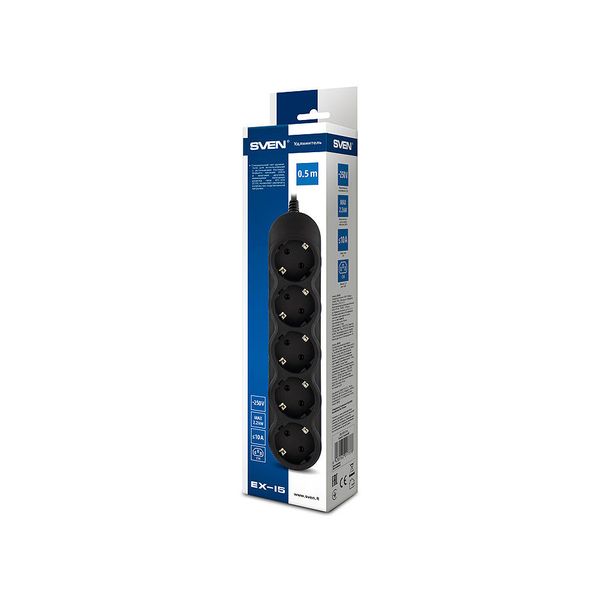 Priza cu protectie - prelungitor pentru UPS Power strip SVEN EX-I5 black 1.8 m for UPS, 5 Sockets, Black (Priza cu protectie - prelungitor/basic surge protection) 30355 foto