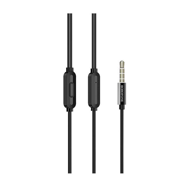 Borofone BM52 black (728906) Revering wired earphones with microphone, Speaker outer diameter 9MM, cable length 1.2m, Microphone 28590 фото