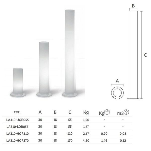 Lampa stalp de podea de exterior LYXO VERTIGO column H. 55 cm with Led light outdoor - wire - plastic base LA310-LOR055-019 included LED E27 10W 6500K (Lampa de podea de exterior cu bază din plastic - cu fir) 30117 foto