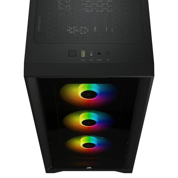 Корпус Case Middletower Corsair iCUE 4000X RGB Tempered Glass Mid-Tower ATX Case Black no PSU, Gaming, USB 3.1 Type-C, USB 3.0, Audio-out, 3x120mm AirGuide RGB Fans, CC-9011204-WW (carcasa/корпус) 31168 фото