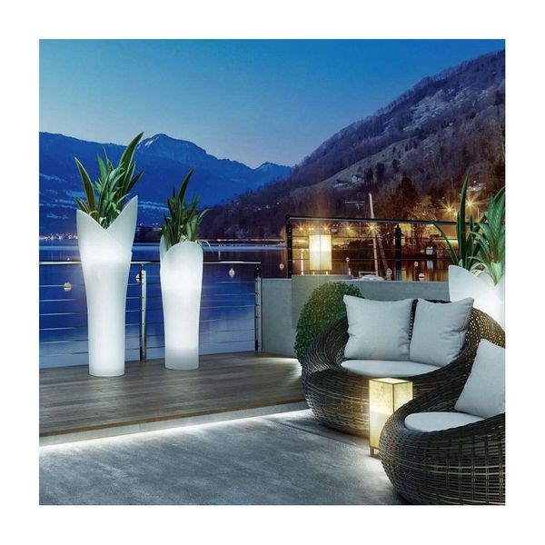 Кашпо ваза уличная с подсветкой LYXO ASSIA cache-pot H 115 cm with Led light outdoor - wire CH360-L00115 (Кашпо ваза уличная с подсветкой c базой из нержавеющей стали - проводной) 30125 фото