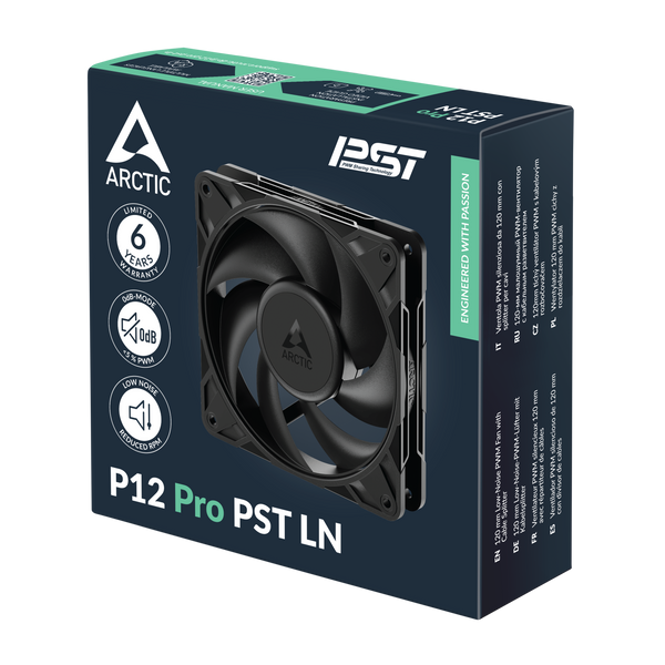 Вентилятор для корпуса Case/CPU FAN Arctic P12 Pro PST LN Black, Low-Noise PWM Fan with Cable Splitter, 120x120x25 mm, 4-Pin-Connector + 4-Pin-Socket, 450-2000rpm, Airflow 49 cfm / 83 m3/h, ACFAN00343A 33538 DOXYTERRA.md фото