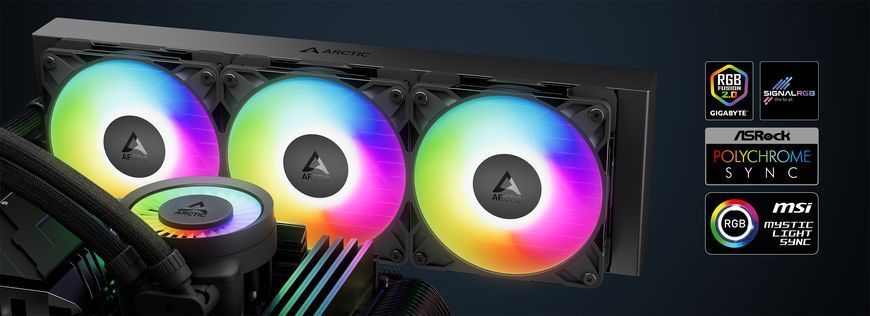 Водяное охлаждение Arctic Liquid Freezer III Pro 420 A-RGB Multi Compatible All-In-One CPU Water Cooler, Intel 1851/1700 AMD AM5/AM4, VRM Fan A-RGB: 400&ndash;2500rpm, Pump: 800&ndash;2800rpm, 3x140mm P14 Pro A-RGB Fan 400&ndash;2500rpm, Airflow 110 cfm/186 m3/h, FDB, ACFR 33523 DOXYTERRA.md фото