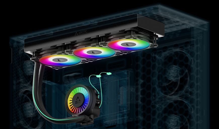 Водяное охлаждение Arctic Liquid Freezer III Pro 420 A-RGB Multi Compatible All-In-One CPU Water Cooler, Intel 1851/1700 AMD AM5/AM4, VRM Fan A-RGB: 400&ndash;2500rpm, Pump: 800&ndash;2800rpm, 3x140mm P14 Pro A-RGB Fan 400&ndash;2500rpm, Airflow 110 cfm/186 m3/h, FDB, ACFR 33523 DOXYTERRA.md фото