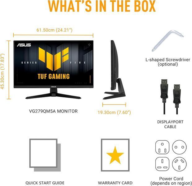 Монитор 27 ASUS TUF Gaming VG279QM5A Fast IPS Gaming Monitor WIDE 16:9, 0.311, 1ms, 240Hz, FreeSync&G-Sync, Contrast 1000:1, H:267-267kHz, V:48-240Hz, 1920x1080 Full HD, Speakers 2x2W, 2xHDMI v2.0/Display Port 1.2 33340 DOXYTERRA.md фото