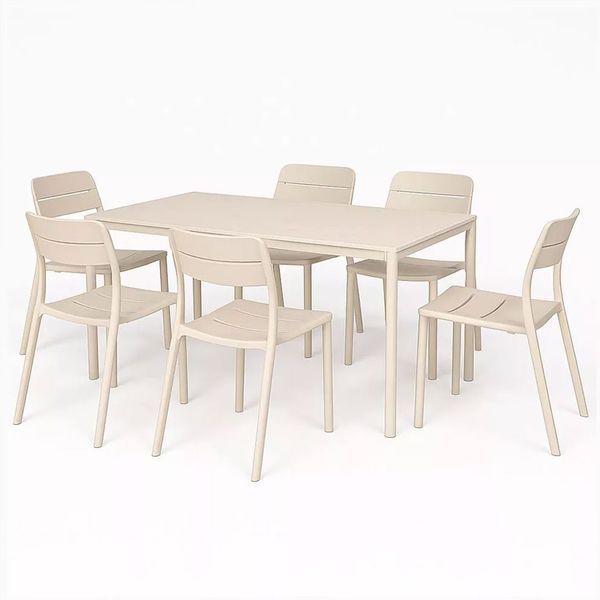 Masa Nardi PIAVE 140x80 corda materia vern. corda 50369.00.369 (Masa laminata HPL cu baza aluminiu pentru gradina exterior terasa balcon) 33059 DOXYTERRA.md foto