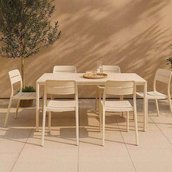 Masa Nardi PIAVE 140x80 corda materia vern. corda 50369.00.369 (Masa laminata HPL cu baza aluminiu pentru gradina exterior terasa balcon) 33059 DOXYTERRA.md foto