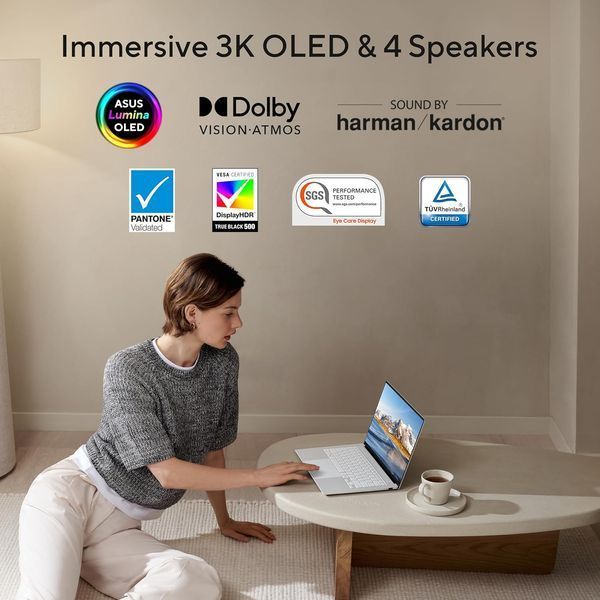 Laptop ASUS 14.0 Zenbook S 14 OLED UX5406SA Zumaia Gray, Intel Core Ultra 7 258V, 32Gb, 1Tb, Intel Arc Graphics, 14.0 OLED 3K (2880x1800) 120Hz Glare, HDMI, 802.11be, TB4, USB-A, IR FHD Web, W11 Home, Illum Keyb, Sleeve, UX5406SA-PV050W  222065 DOXYTERRA.md фото