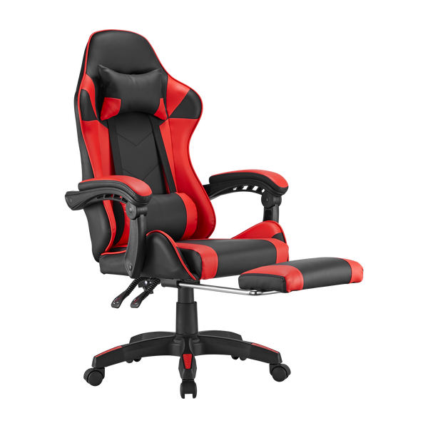 Scaun de gaming LumiVida Gaming Chair with Headrest & Lumbar Support LV-CH06-12-04, Black/Red, PVC Leather, Linkage Armrest, 320mm Nylon Plastic Base, 50mm Nylon Caster, 100mm Class 2 Gas Lift, Footrest, Weight Capacity 120 Kg (Scaun de gaming cu tetieră  33424 DOXYTERRA.md foto