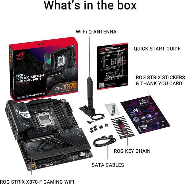 Placa de baza ASUS ROG STRIX X870-F GAMING WIFI AMD X870, AM5, Dual DDR5 8000+ MHz, PCI-E 5.0 x16, HDMI/DP/2xUSB4 USB Type-C Display Output, SATA&PCIe RAID, 2xM.2 PCIe 5.0 x4 Socket, 2xM.2 PCIe 4.0 x4, SB 8-Ch., WiFi7 33137 DOXYTERRA.md foto