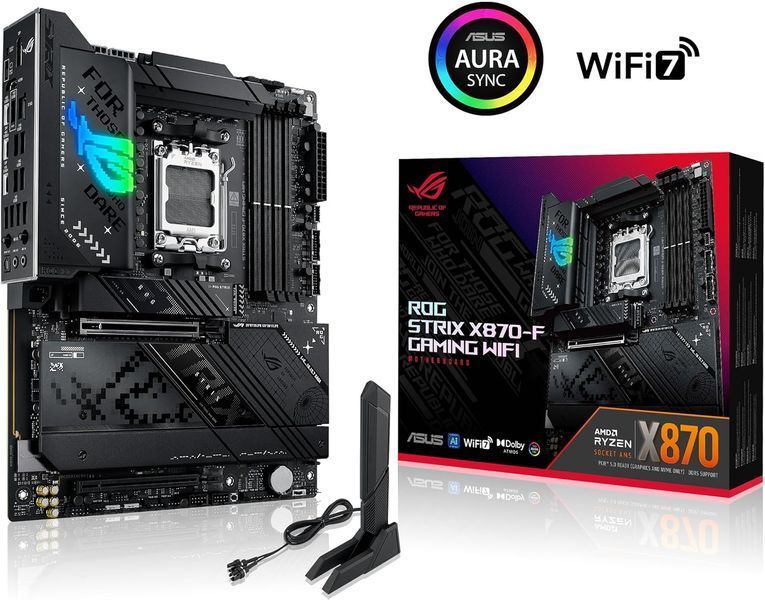 Placa de baza ASUS ROG STRIX X870-F GAMING WIFI AMD X870, AM5, Dual DDR5 8000+ MHz, PCI-E 5.0 x16, HDMI/DP/2xUSB4 USB Type-C Display Output, SATA&PCIe RAID, 2xM.2 PCIe 5.0 x4 Socket, 2xM.2 PCIe 4.0 x4, SB 8-Ch., WiFi7 33137 DOXYTERRA.md foto