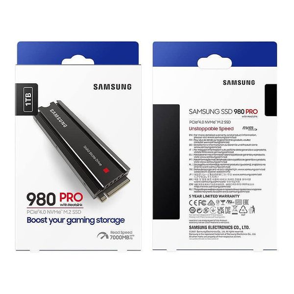 1TB SSD PCIe 4.0 x4 NVMe 1.3c M.2 Type 2280 Samsung 980 PRO w/ Heatsink MZ-V8P1T0CW, Read 7000MB/s, Write 5000MB/s (solid state drive intern SSD/внутрений высокоскоростной накопитель SSD) 31300 фото