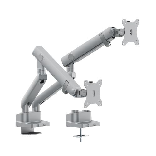 Brateck LDT84-C024 Dual Screen Mechanical Spring Monitor Arm for 2 monitors, Clamp/Grommet, 17"-35", Tilt Range +45° ~ -45°; Swivel Range +90° ~ -90°; Screeen Rotation 360°, VESA: 75x75, 100x100, Arm Extend: 467mm, Weight Capacity per screen up to 12 Kg 32036 фото