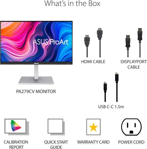 Monitor 27 ASUS ProArt PA279CV HDR Professional Monitor IPS 4K UHD 16:9, 0.155mm, 5ms, 100% sRGB/ 100% Rec. 709, HDR10, Pivot, Speakers 2Wx2, H:160KHz, V:60Hz, 3840x2160 UHD, USB-C/DP 1.2/2xHDMI v2.0, USB Hub 33312 DOXYTERRA.md foto