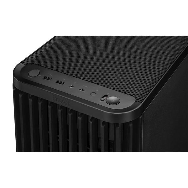 Компьютерный корпус Case ATX ASUS ProArt PA401 Wood Edition - Tempered Glass Panel Black no PSU, Tempered Glass Side, 2x160 mm Fans Front, 1x120 mm Fan Rear, 2xUSB 3.2 Gen1, USB 3.2 Gen2 Type C, Audio-out&Mic 32616 DOXYTERRA.md фото