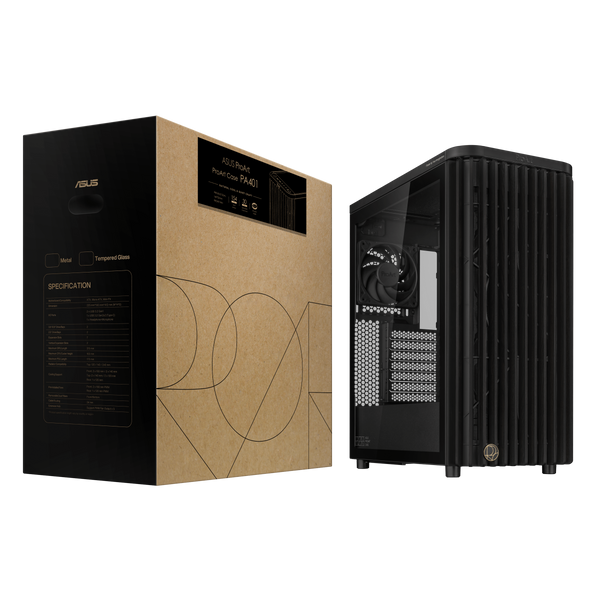 Компьютерный корпус Case ATX ASUS ProArt PA401 Wood Edition - Tempered Glass Panel Black no PSU, Tempered Glass Side, 2x160 mm Fans Front, 1x120 mm Fan Rear, 2xUSB 3.2 Gen1, USB 3.2 Gen2 Type C, Audio-out&Mic 32616 DOXYTERRA.md фото