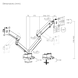 Brateck LDT84-C024 Dual Screen Mechanical Spring Monitor Arm for 2 monitors, Clamp/Grommet, 17"-35", Tilt Range +45° ~ -45°; Swivel Range +90° ~ -90°; Screeen Rotation 360°, VESA: 75x75, 100x100, Arm Extend: 467mm, Weight Capacity per screen up to 12 Kg 32036 foto 6