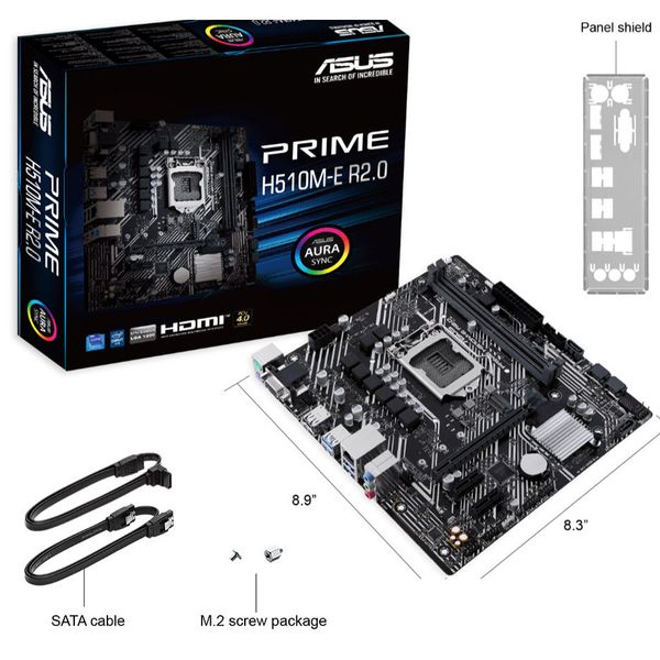 Материнская плата ASUS PRIME H510M-E R2.0 Intel H510, LGA1200, Dual DDR4 3200MHz, PCI-E 4.0/3.0 x16, D-Sub/Display Port 1.4/HDMI 2.0, USB3.2, SATA 6 Gbps, M.2 x4 Socket, SB 8-Ch., GigabitLAN, Aura Sync 31227 фото