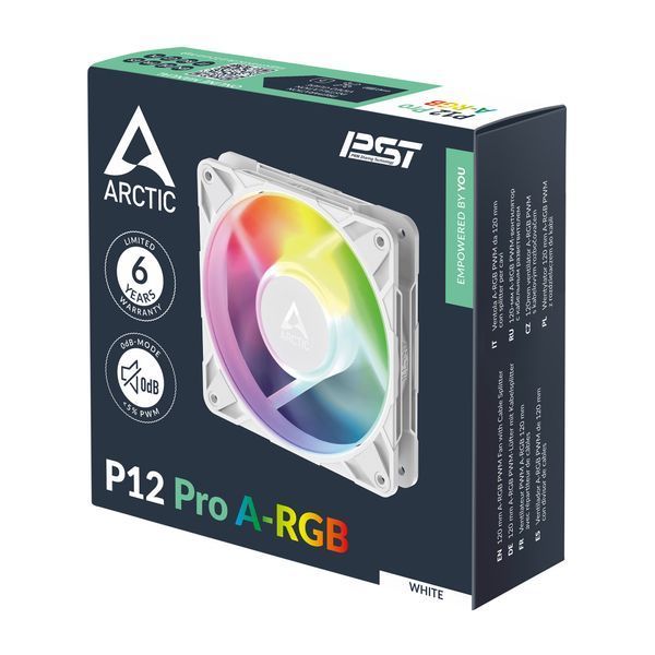 Вентилятор для корпуса Case/CPU FAN Arctic P12 Pro A-RGB White, A-RGB PWM Fan with Cable Splitter, 120x120x25 mm, 4-Pin-Connector + 4-Pin-Socket, 600-3000rpm, Airflow 77 cfm / 131 m3/h, ACFAN00311A 33528 DOXYTERRA.md фото