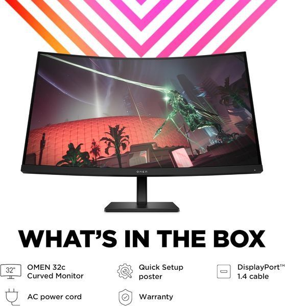 Monitor 31.5 HP OMEN 32c Black, Curved-VA, 2560x1440 WQHD, 165Hz, FreeSync, 1msGTG, 400cd, HDMI+DP 247281 DOXYTERRA.md foto