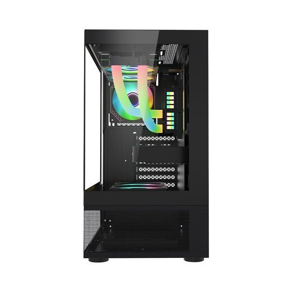 Case 1STPLAYER Mi7-A BLACK, ATX w/o PSU, Double Sided Panoramic Glass, Hybrid Side & Front TG Panels, F7R ARGB fan (2xBottom), F7 ARGB fan (1xRear), MB Synchro, 3.5&rdquo; HDD: 1+2.5&rdquo; SSD: 2, USB3.0*1+USB2.0*1+HD AUDIO, Bottom Mount PSU, SPCC 0.5mm, Black 33381 DOXYTERRA.md foto