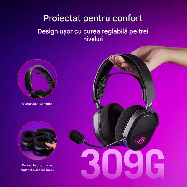 Casti gaming fara fir Gaming Wireless Headset Asus ROG Pelta A501 Black, 20000 Hz, 100 - 10000 Hz, RGB Effect, 90YH0410-BHUA00  262562 DOXYTERRA.md foto