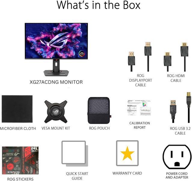 Monitor 26.5 ASUS ROG Strix OLED XG27ACDNG HDR10 2K Gaming Monitor WIDE 16:9, 0.229, 0.03ms, 360Hz, 450cd/m2, 135%sRGB, FreeSync&G-Sync, Pivot, Contrast 1.500.000:1, H:30-390kHz,V:40-240Hz, 2560x1440 QD-OLED, USB Hub, 2xHDMI v2.1/DP1.4/USB-C 32520 DOXYTERRA.md foto