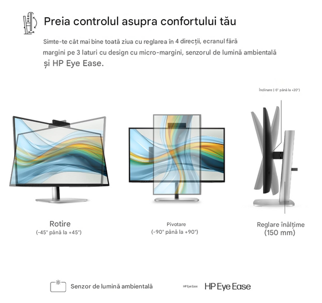 Monitor 27 HP S5 Pro 527pm Black, IPS, 2560x1440, 100Hz, 5ms, 350cd, DCR10mil:1, HDMI+DP+TypeC, WebCAM, LAN, Speakers, Pivot 236652 DOXYTERRA.md foto