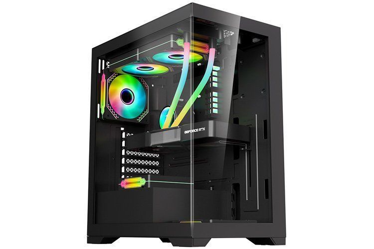 Case 1STPLAYER Mi7-A BLACK, ATX w/o PSU, Double Sided Panoramic Glass, Hybrid Side & Front TG Panels, F7R ARGB fan (2xBottom), F7 ARGB fan (1xRear), MB Synchro, 3.5&rdquo; HDD: 1+2.5&rdquo; SSD: 2, USB3.0*1+USB2.0*1+HD AUDIO, Bottom Mount PSU, SPCC 0.5mm, Black 33381 DOXYTERRA.md foto