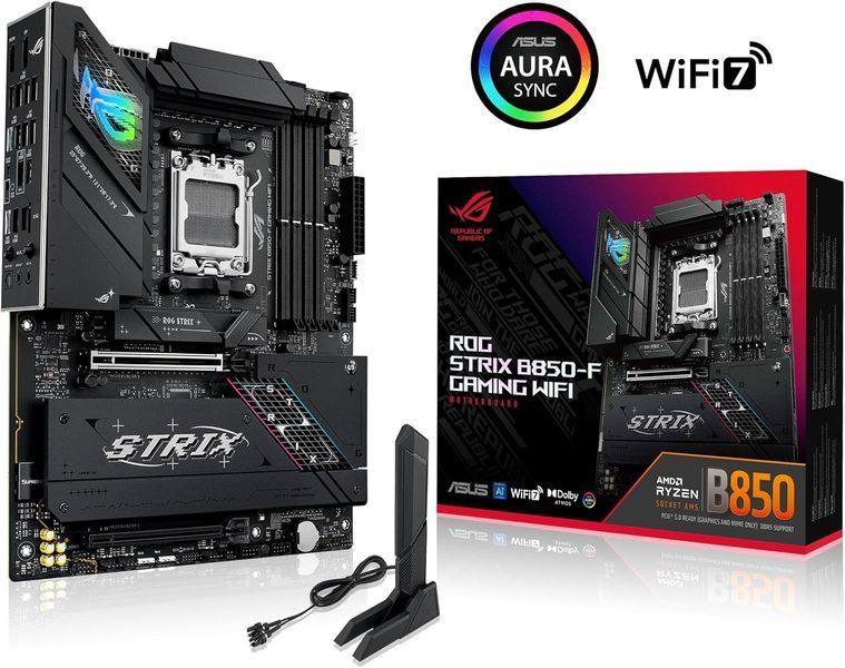 Placa de baza ASUS ROG STRIX B850-F GAMING WIFI AMD B850, AM5, Dual DDR5 8000+MHz, 2xPCIe 5.0 x16 slot, HDMI/DisplayPort, USB Type-C, SATA&PCIe RAID, 2xM.2 PCIe 5.0 x4, M.2 PCIe 4.0 x4, Wi-Fi 7 802.11be&BT 5,4, 2.5Gb Ethernet, Aura 33141 DOXYTERRA.md foto