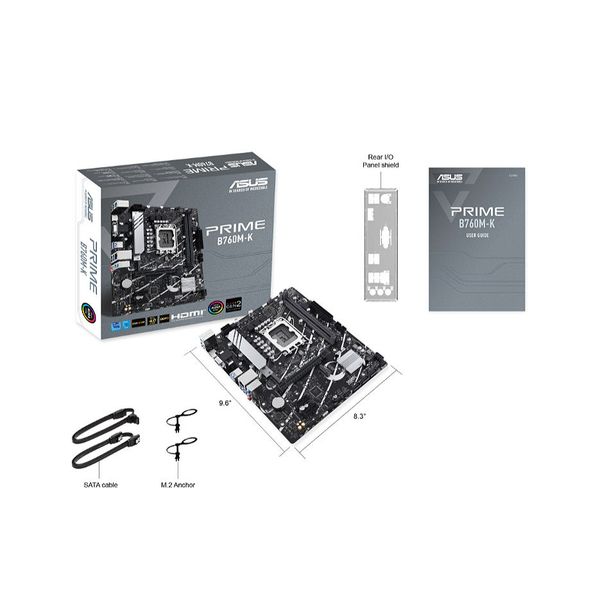 Материнская плата ASUS PRIME B760M-K Intel B760, LGA1700, Dual DDR5 8000MHz, PCIe 4.0 x16, D-Sub/HDMI, USB3.2, SATA RAID, 2 x M.2 slots PCIe 4.0 x4, SB 8-Ch., GigabitLAN, Aura Sync RGB Lighting 31237 фото