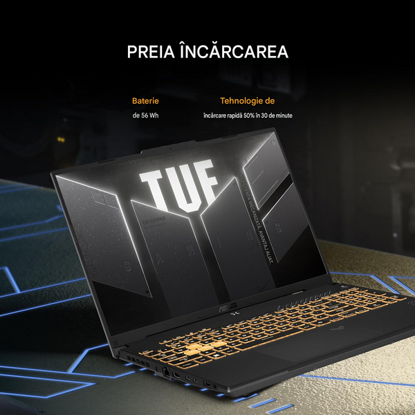 Laptop ASUS 16.0 TUF Gaming F16 FX607VJB Mecha Gray, Intel Core 5 210H, 16Gb, 512Gb, 3050 6Gb, GeForce RTX 3050 6Gb, 16.0 FHD (1920x1200) 144Hz AG, HDMI, Gbit Eth, 802.11ax, USB-C, USB-A, HD Web, No OS, Illum RGB Keyb, FX607VJB-RL103 33227 DOXYTERRA.md foto