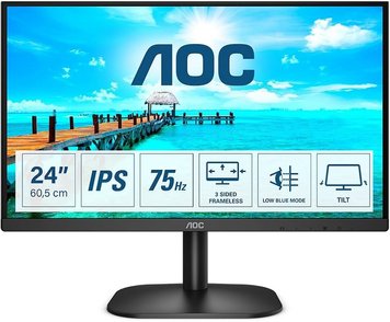 23.8 AOC IPS LED 24B2XD Black Borderless (4ms, 20M:1, 250cd, 1920x1080, 178°/178°, VGA, DVI, Audio Line-out, VESA) AOC 24B2XD фото