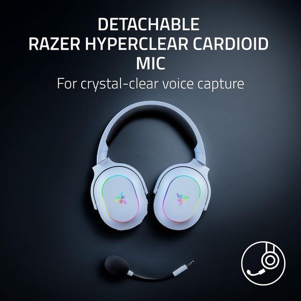 Наушники игровые Razer Gaming Headset Barracuda X Chroma White (RZ04-05220200-R3M1) 7.1 Surround Sound, Wireless 2.4Ghz + Bluetooth 5.3, 20 - 20,000 Hz, 32 ohm, 109 dB, Razer HyperClear Cardioid Mic, Razer Chroma RGB, Razer TriForce 40 mm Drivers 33781 DOXYTERRA.md фото