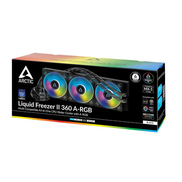 Sistem de racire cu lichid Arctic Liquid Freezer II 360 A-RGB Multi Compatible All-In-One CPU Water Cooler with A-RGB, Intel 1700, 1200, 115X, 2011-3, 2066, AMD AM5, AM4, VRM Fan: 40mm 1000–3000rpm, Pump: 800–2000rpm, 3x120mm A-RGB Fan 200–1800rpm, Fluid  31355 foto