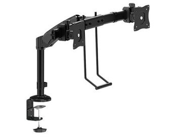 Brateck LDT05-C011D Interactive Dual Monitor Desk Mount, 13"-24" LCD monitors, +30° ~ -30° tilt; +90° ~ -90° swivel; 360° rotate, VESA: 75x75, 100x100, Arm Extend: 312mm, Clamp thickness: 10-88mm, Max load capacity 8Kg, Min 2Kg 21149 foto