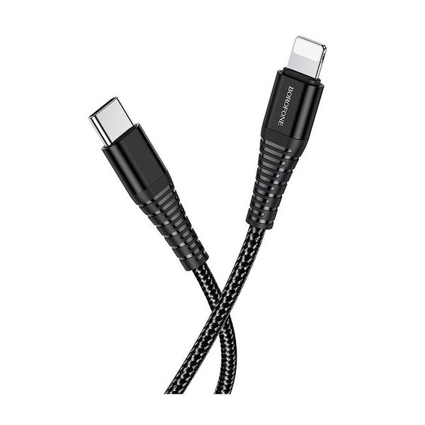 Кабель Borofone BU27 Cool victory PD 20W charging data cable Type-C to Lightning 1m, black 741011 30512 фото