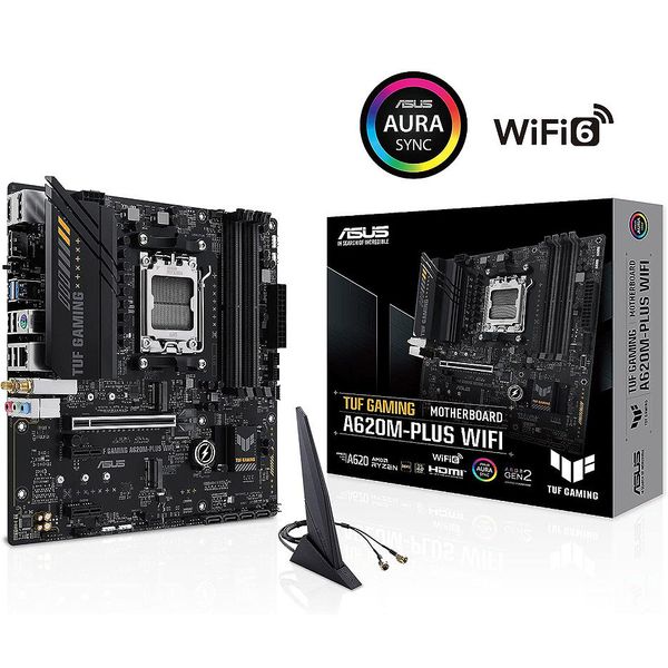 Материнская плата ASUS TUF GAMING A620M-PLUS WIFI AMD A620, AM5, Dual DDR5 7600+MHz, PCI-E 4.0/3.0 x16, HDMI/2xDisplayPort, USB Type-C, SATA&PCIe RAID, 2xM.2 PCIe 4.0 x4, SB 8-Ch., Wi-Fi 6 802.11ax, 2.5Gb Ethernet, Aura 31239 фото