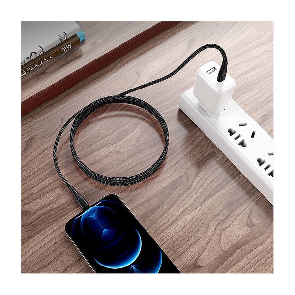 Кабель Borofone BU27 Cool victory PD 20W charging data cable Type-C to Lightning 1m, black 741011 30512 фото