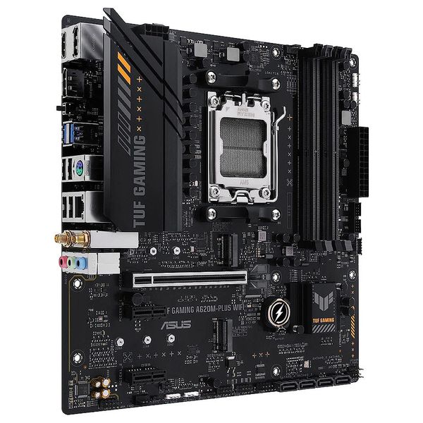 Материнская плата ASUS TUF GAMING A620M-PLUS WIFI AMD A620, AM5, Dual DDR5 7600+MHz, PCI-E 4.0/3.0 x16, HDMI/2xDisplayPort, USB Type-C, SATA&PCIe RAID, 2xM.2 PCIe 4.0 x4, SB 8-Ch., Wi-Fi 6 802.11ax, 2.5Gb Ethernet, Aura 31239 фото