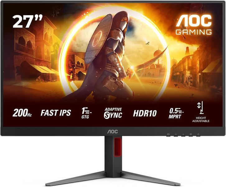 Monitor 27 AOC 27G4HA Black, IPS, 1920x1080 FHD, 200Hz, AdaptiveSync, 0.5msMPRT, 300cd, HDR10 , HDMI+DP, Speakers, Pivot 245378 DOXYTERRA.md фото