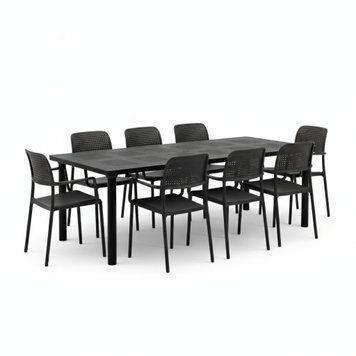 Комплект садовой мебели стол Nardi LIBECCIO 160-220cm EXTENSIBLE + 8 стульев NARDI BORA ANTRACITE 33362 DOXYTERRA.md фото
