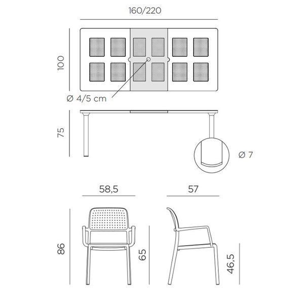 Set mobila de terasa masa Nardi LIBECCIO 160-220cm EXTENSIBLE + 8 fotolii Nardi BORA ANTRACITE 33362 DOXYTERRA.md foto