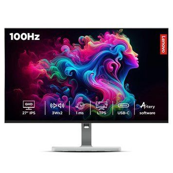 Monitor 27 LENOVO L27h-4A, White, IPS, 2560x1440 WQHD, 100Hz, 1msMPRT, 350cd, CR1500:1, HDR10, HDMI+DP+TypeC, Spkrs, Pivot 258435 DOXYTERRA.md foto