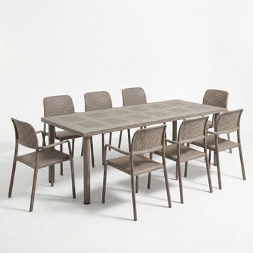 Комплект садовой мебели стол Nardi LIBECCIO 160-220cm EXTENSIBLE + 8 стульев NARDI BORA TORTORA 33363 DOXYTERRA.md фото