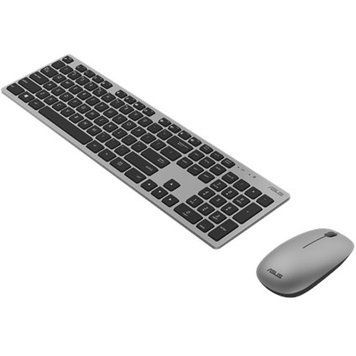 Wireless Keyboard & Mouse Asus W5000, 13 Fn keys, Ultra thin, Metal-like finish, Silent, 800-1600dpi, 3 buttons, 1xAA/2xAAA, 2.4Ghz, EN/RU, Grey 97283 DOXYTERRA.md фото
