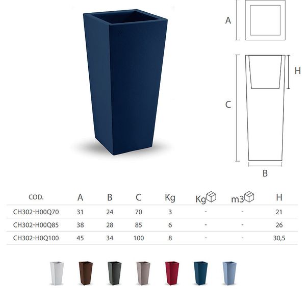 Кашпо ваза уличная LYXO GENESIS TAUPE square cache-pot H 85 cm max 11kg CH302-H00Q85-120 (Кашпо ваза уличная) 30812 фото