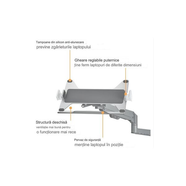 Brateck NBH-6E Universal Steel Laptop Holder for Monitor Arms, VESA 75x75, 11.6"-17.3" laptops up to 9kg 32029 фото